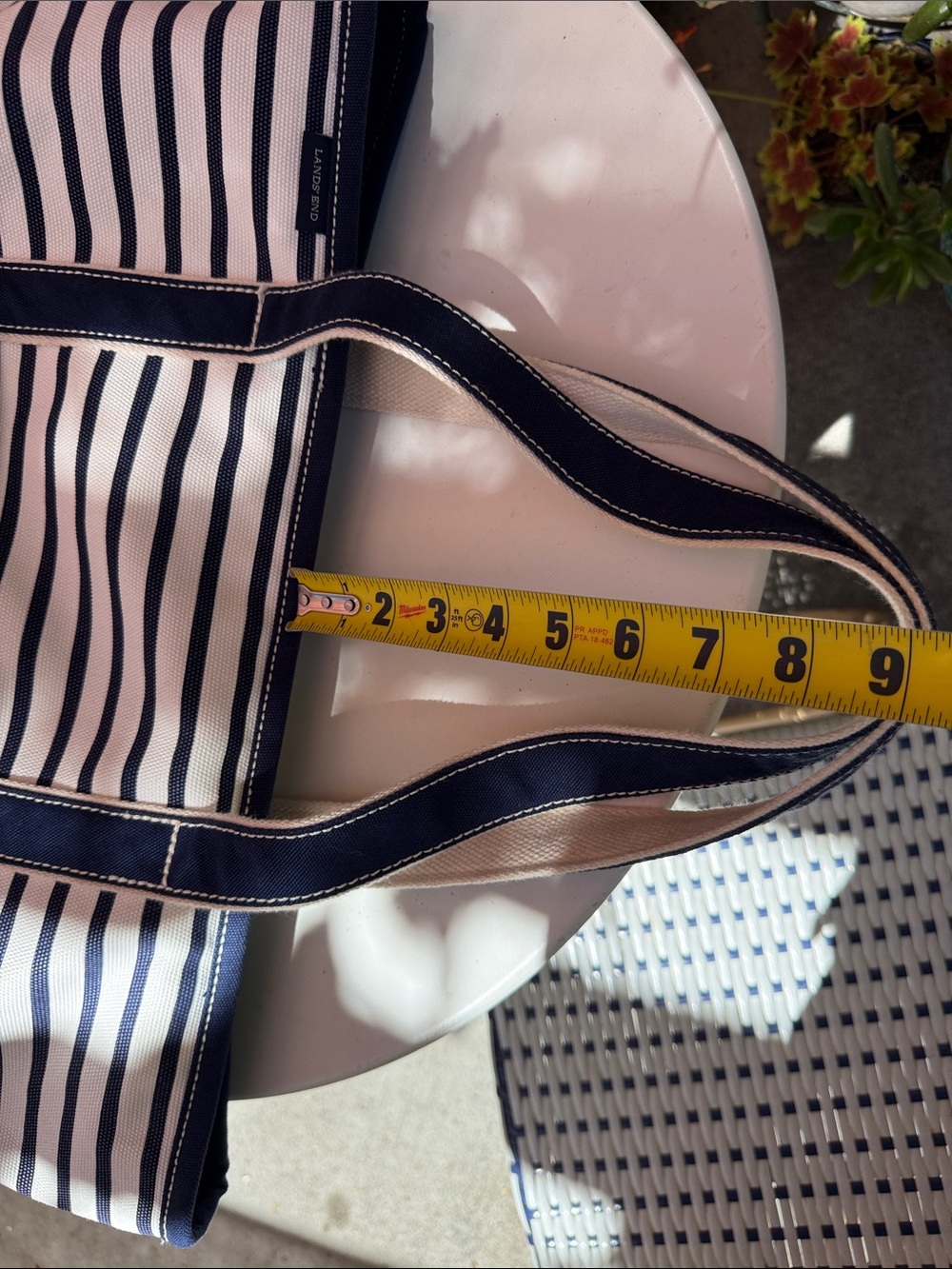 Lands' End Navy and White Striped Canvas Tote - Picture 9 of 10